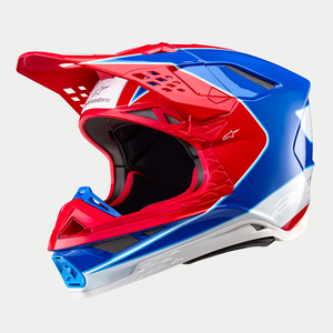 Alpinestars 2024 Supertech M10 Aeon Helmet (Bright Red/Blue Glossy)